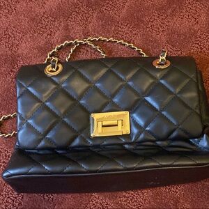 Aldo Black and Gold Quilted Shoulder Bag